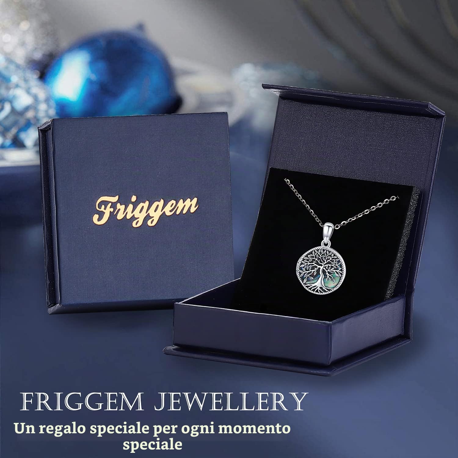 Collana con Medaglione Foto in Argento Sterling 925, Collana Personalizzata Foto, Ciondolo Portafoto Albero della Vita, Regali di Gioielli di Memoria per Donne Ragazze Mamma