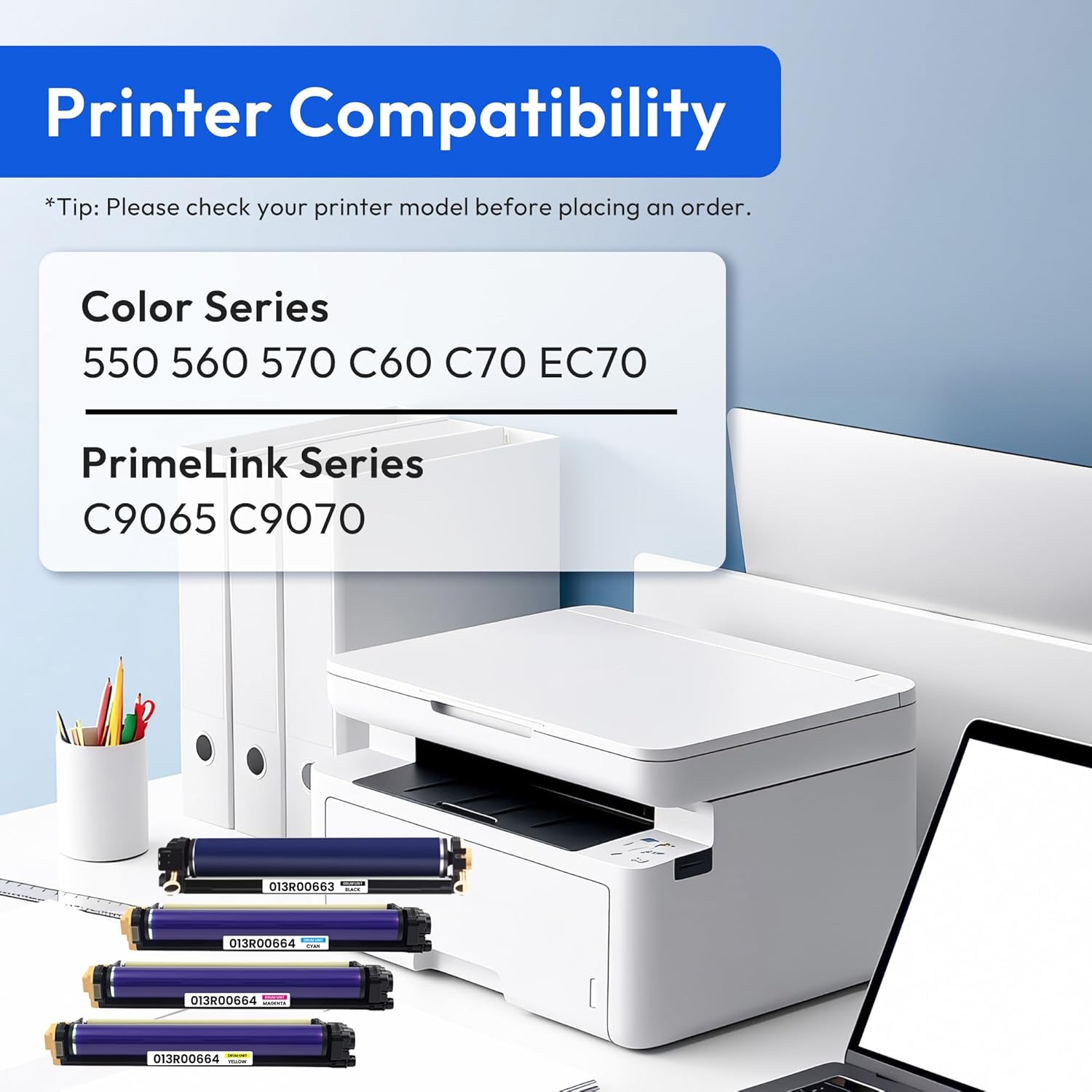 013R00663 013R00664 Drum Unit Replacement for Xerox C60 Drum Cartridge High Yield Works with Color 550 560 570 C60 C70 EC70 PrimeLink C9065 C9070 Printer Imaging Unit (4-Pack, 190,000 Pages, KCMY)