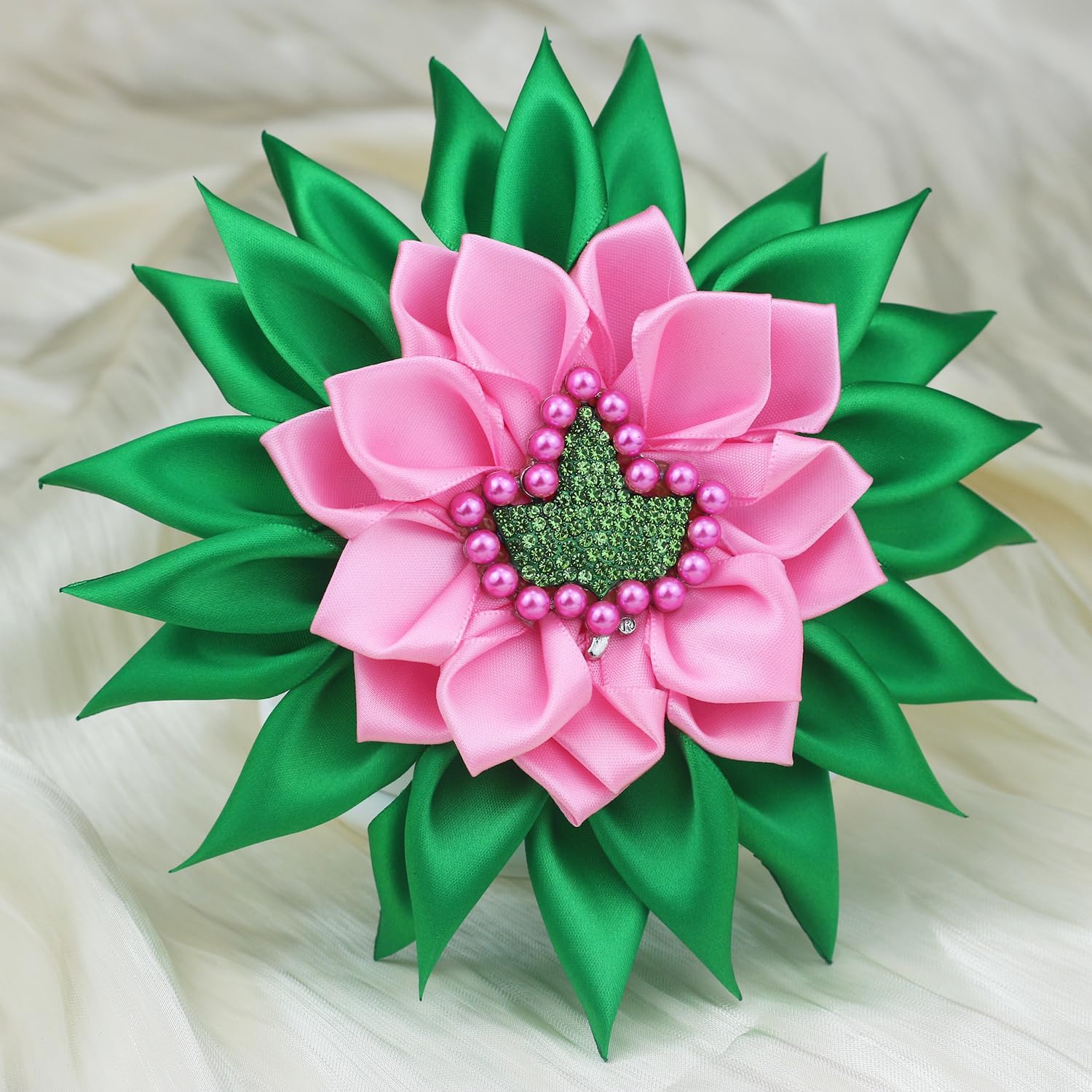 Greek Sorority Flower Brooch Pin for Women Sororiy Paraphernalia Gift Pink Green Rhinestones Brooch Pin Sisterhood Jewelry Soror Gift - Image 5