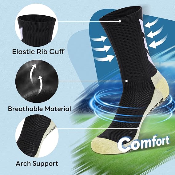 MENDENG Grip Socks Soccer Men Youth Non Slip Grippy Socks for Men Non Skid Football Hospital Anti Slip Athletic Socks
