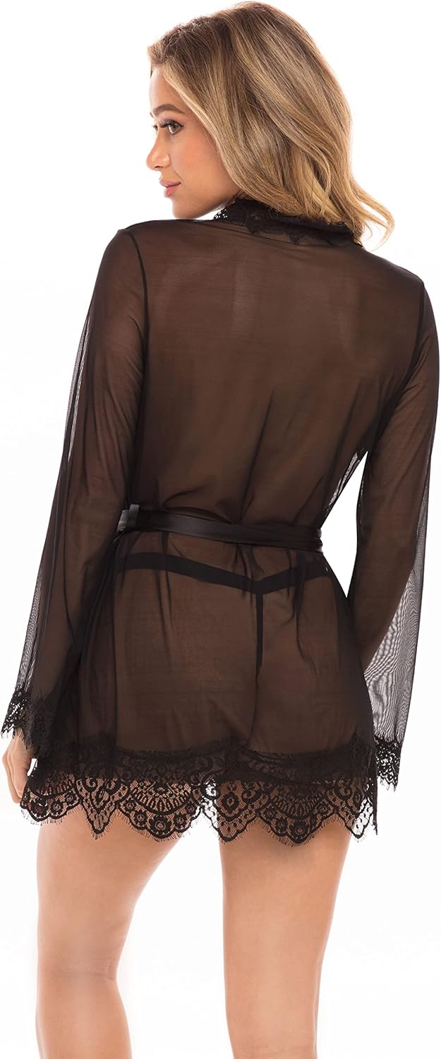 Lingerie For Women Robe + G-String Provence Eyelash Lace Oh là là Chéri