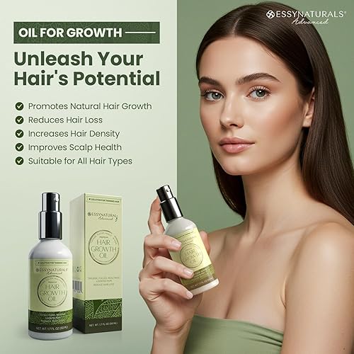 Miniatura 2 de EssyNaturals - Aceite de crecimiento del cabello con cafeína y biotina para cabello más fuerte grueso y largo 17 onzas paquete de 1