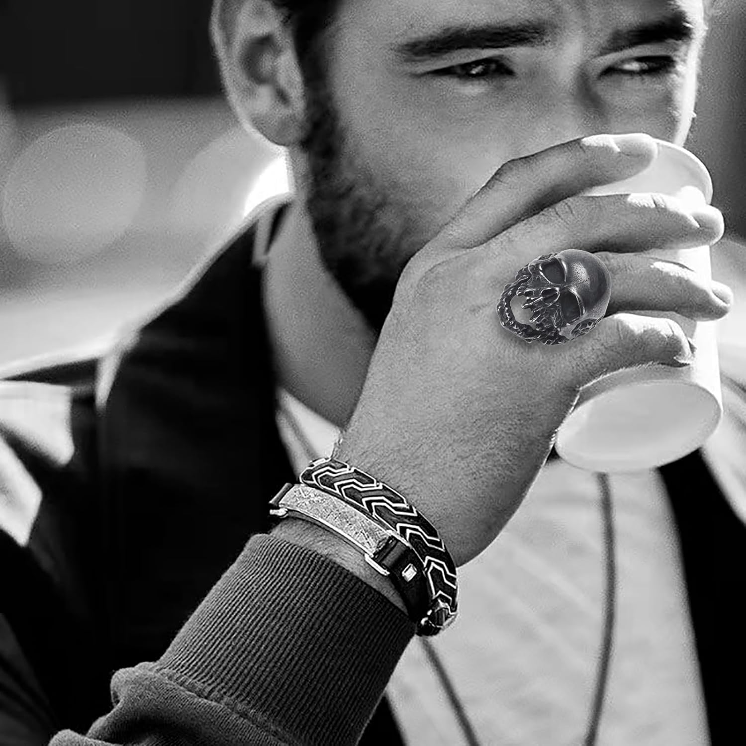 Mens Skull Rings Stainless Steel Gothic Punk Goth Biker Demon Skull Rings Jewelry for Men Size 8/9/10/11/12/13 - Image 5