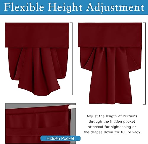 Miniatura 4 de RYB HOME Tricia - Cortinas opacas para puerta, autoadhesivas, longitud ajustable, cortinas de puerta francesa, persianas de privacidad para puerta