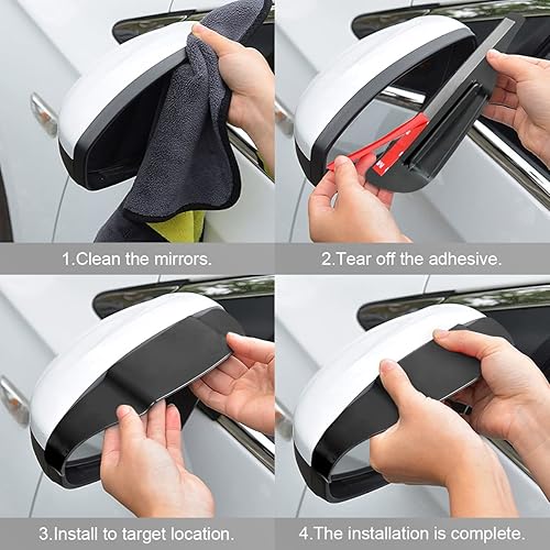 Miniatura 5 de 2 cejas para espejo retrovisor de automóvil con apertura de guía de aire, protector de espejo lateral de PVC impermeable, cubierta de humo para