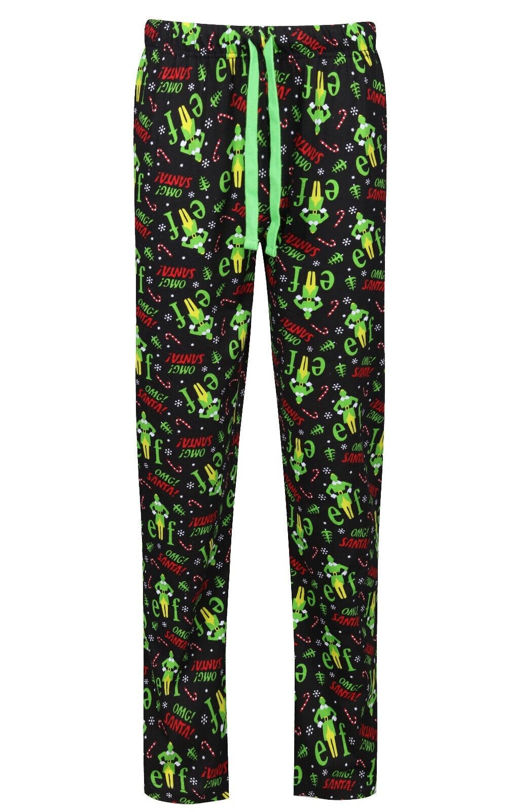 Ex Uk Store Men's Bottoms - Elf Black Christmas Pyjama Bottoms Elf Xmas Pj Lounge Sleep Pants M To Xxl New (Black Xl)