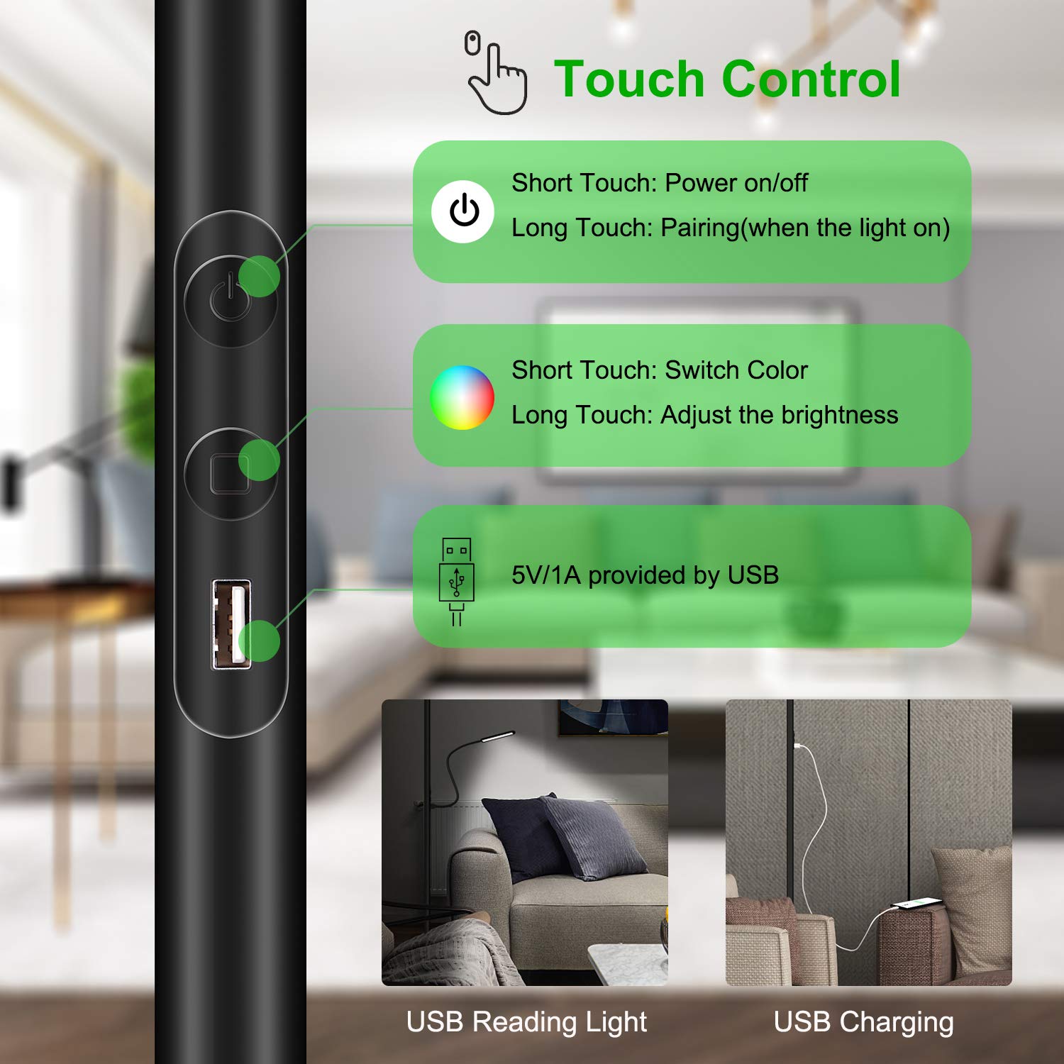 Lampada Da Terra LED Intelligente ChangM 25W – RGBW Dimmerabile, Controllo Touch E APP, Compatibile Con Alexa E Google Home