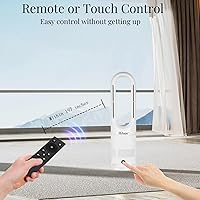 Vista 8 de Hiluce Ventilador sin aspas para todas las estaciones, combo de calentador de espacio de 1400W y ventilador de torre de 40W con control remoto