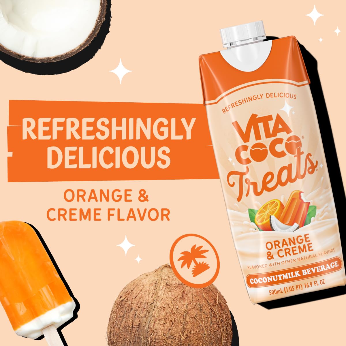 Vita Coco Treats Orange & Creme Coconut Milk Drink | Sweet, Tangy, Treat | 16.9 fl oz (Pack of 12)