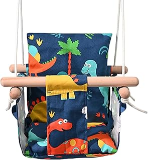 Balanço da criança - Balanço infantil costas altas com barra,Assento balanço infantil linho algodão, balanço ajustável para bebês externos, balanço infantil ao ar livre Aezon