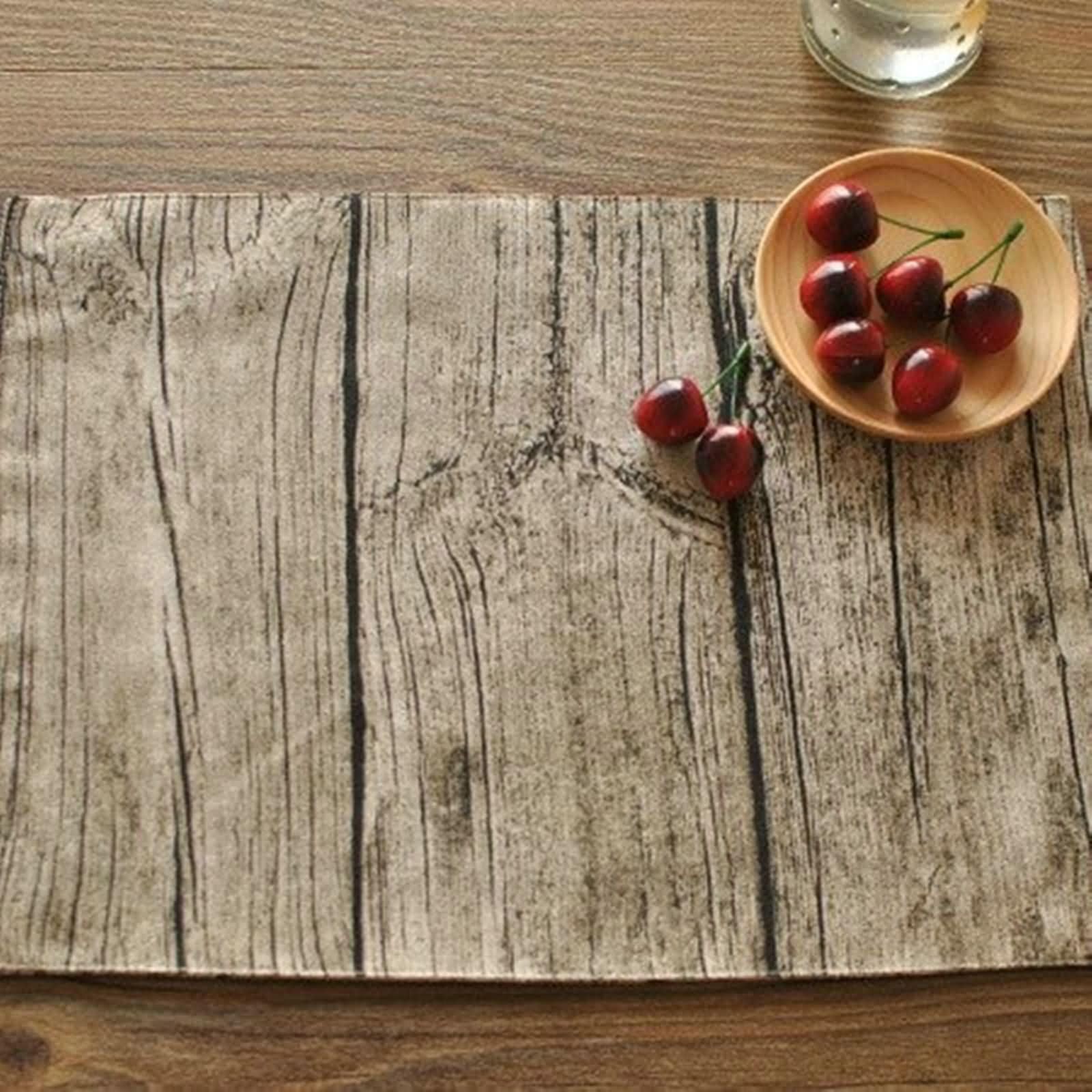 Manteles Individuales de Mesa 8 Unidades,30 x 40 CM, Algodón Lino,Rectángulo con Patrón de Grano de Árbol,Salvamanteles Marrón Claro Comedor