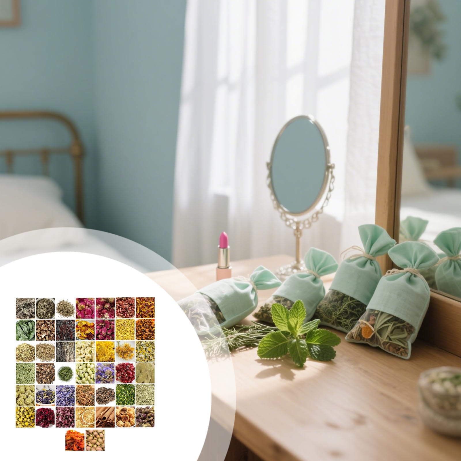 Kräuter-Set, getrocknet, 42 Beutel, Kräuterpakete, versiegelte Kerzenherstellung, Potpourri, Kräuter-Set, Etiketten