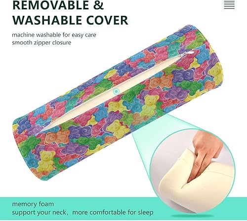 Miniatura 5 de Gummy Candies Almohada de refuerzo para exteriores Almohada de cuello pequeño Almohada redonda decorativa Cojín cilíndrico de 17 pulgadas Almohada