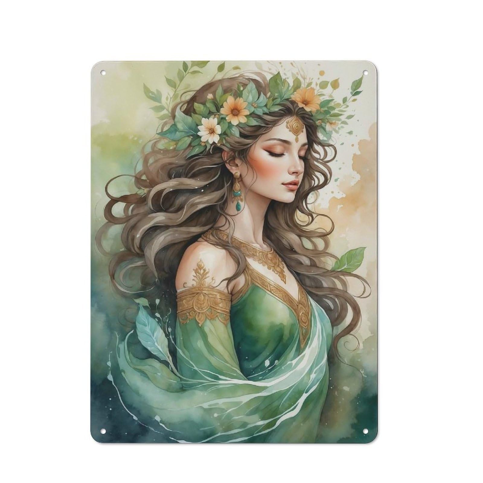 Junmoney Watercolor Forest Nymph Retro Tin Sign 40X30cm For Lounge Or Reading Corner, For Home Wall Decor Collectors