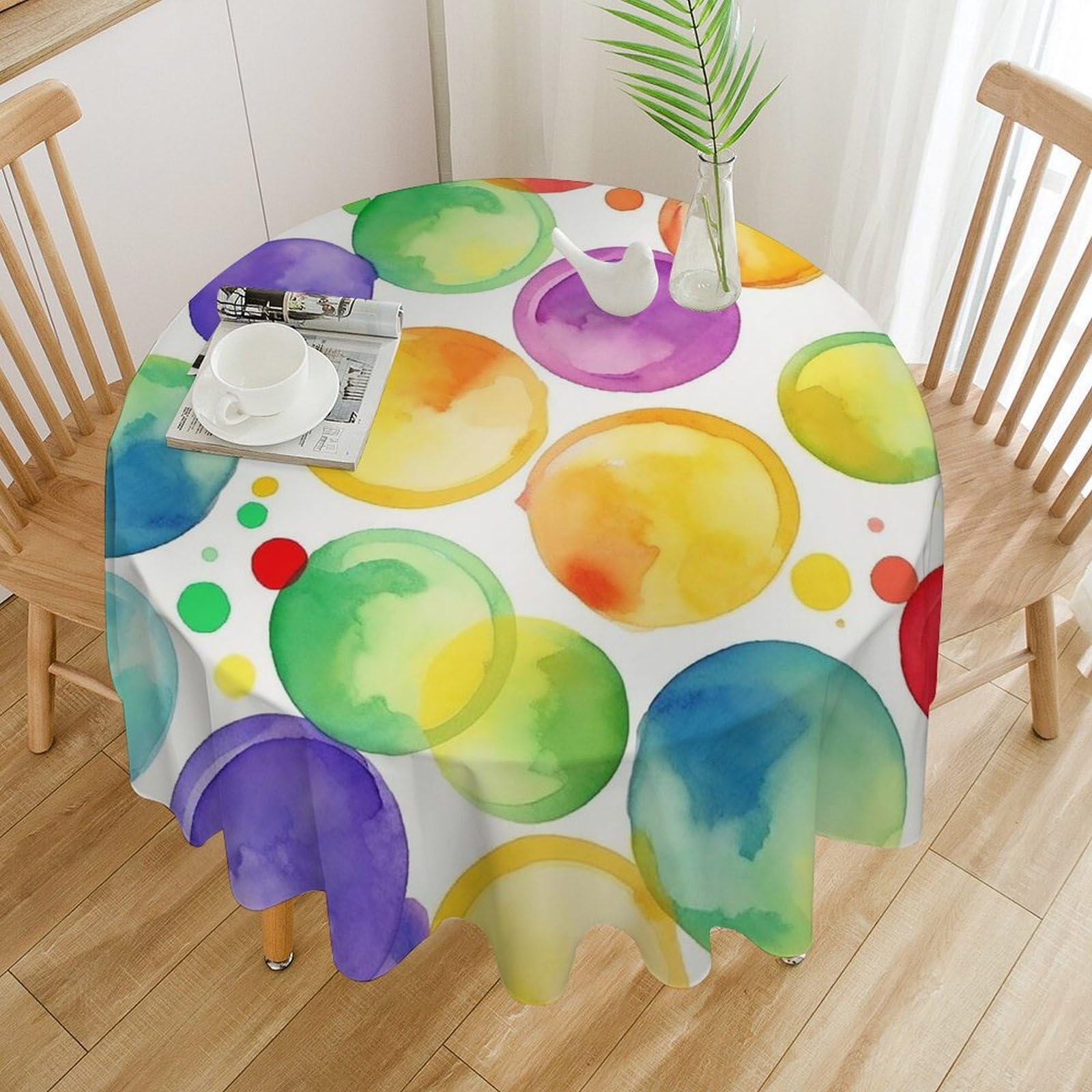 Nappe ronde imperméable 152x152 cm lavable en machine pour mariage