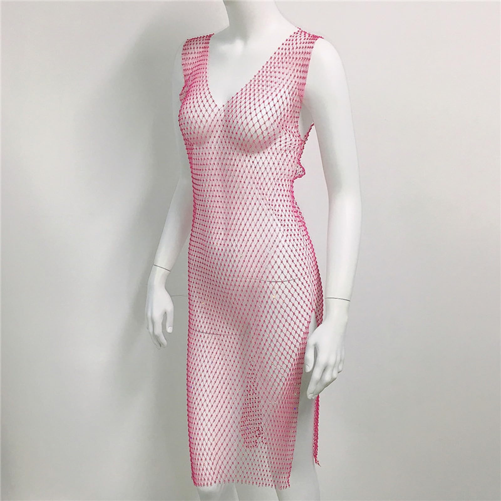 Strandponcho Damen, Knielang, Badeanzüge für Damen mit Rock, Strandkleid, Bikini, Sommer, gestrickt, Strandponcho, Strandurlaub, Badeanzug, V-Ausschnitt, Beachwear, Ausschnitt, Häkelarbeit
