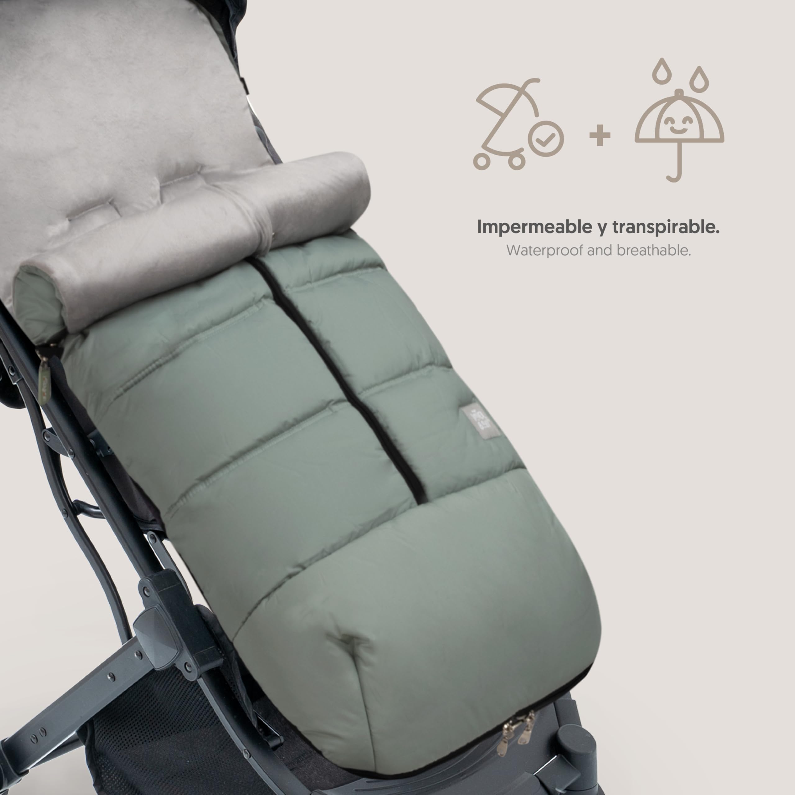 Interbaby Chanceliere Bebe Poussette Couverture Poussette Bebe Hiver, Doux, | Sac de Couchage Poussette Bebe Détachable, Double Ouverture, Lavage Facile, Matériaux Antiallergiques, Vert