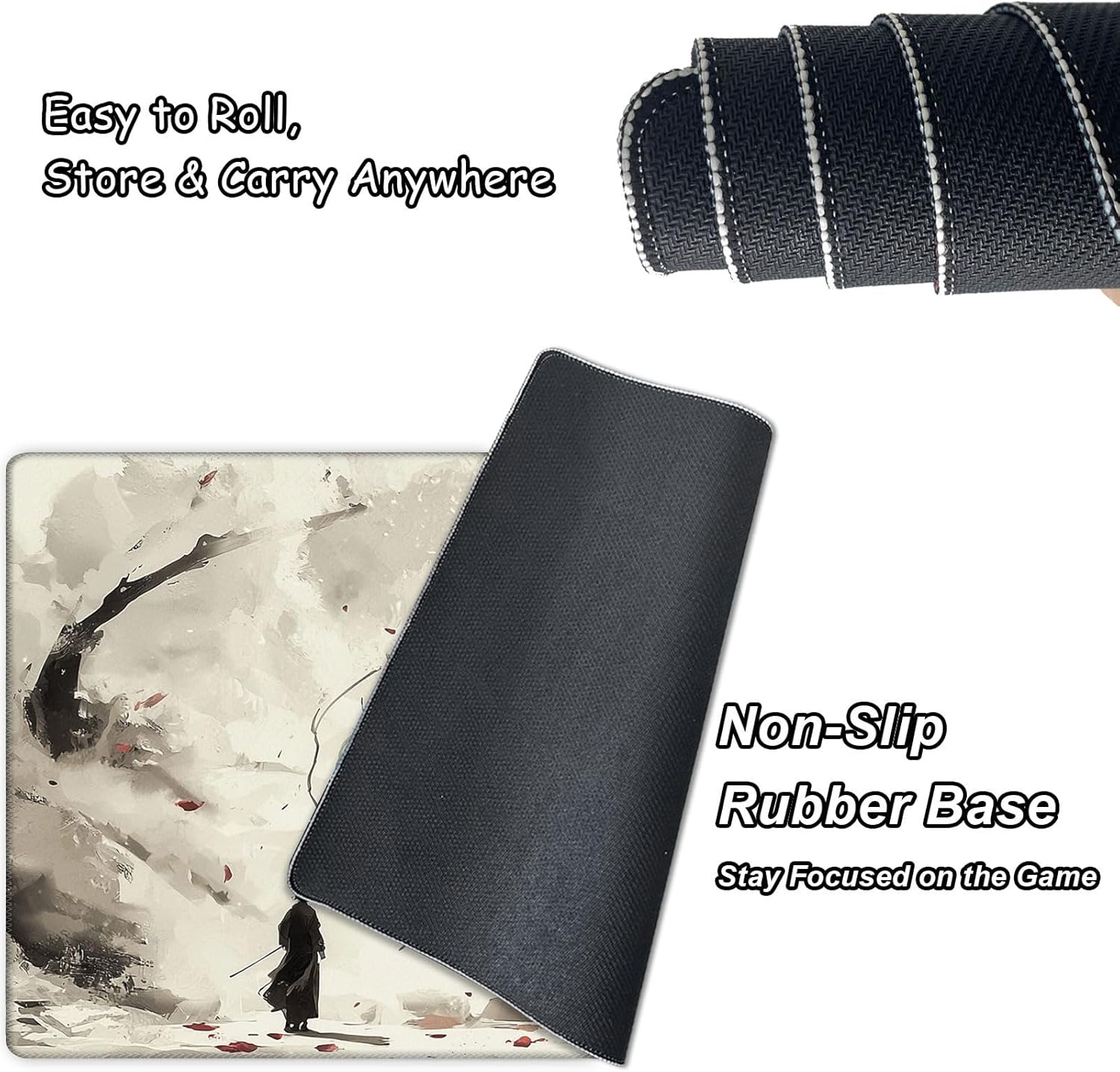 MTG Playmat 24x14 inch with Free Storage Bag, Non-Slip Rubber Base TCG Play Mat for Magic The Gathering, Card Playmat for YGO, Durable Portable Game Matt, Black Dragon