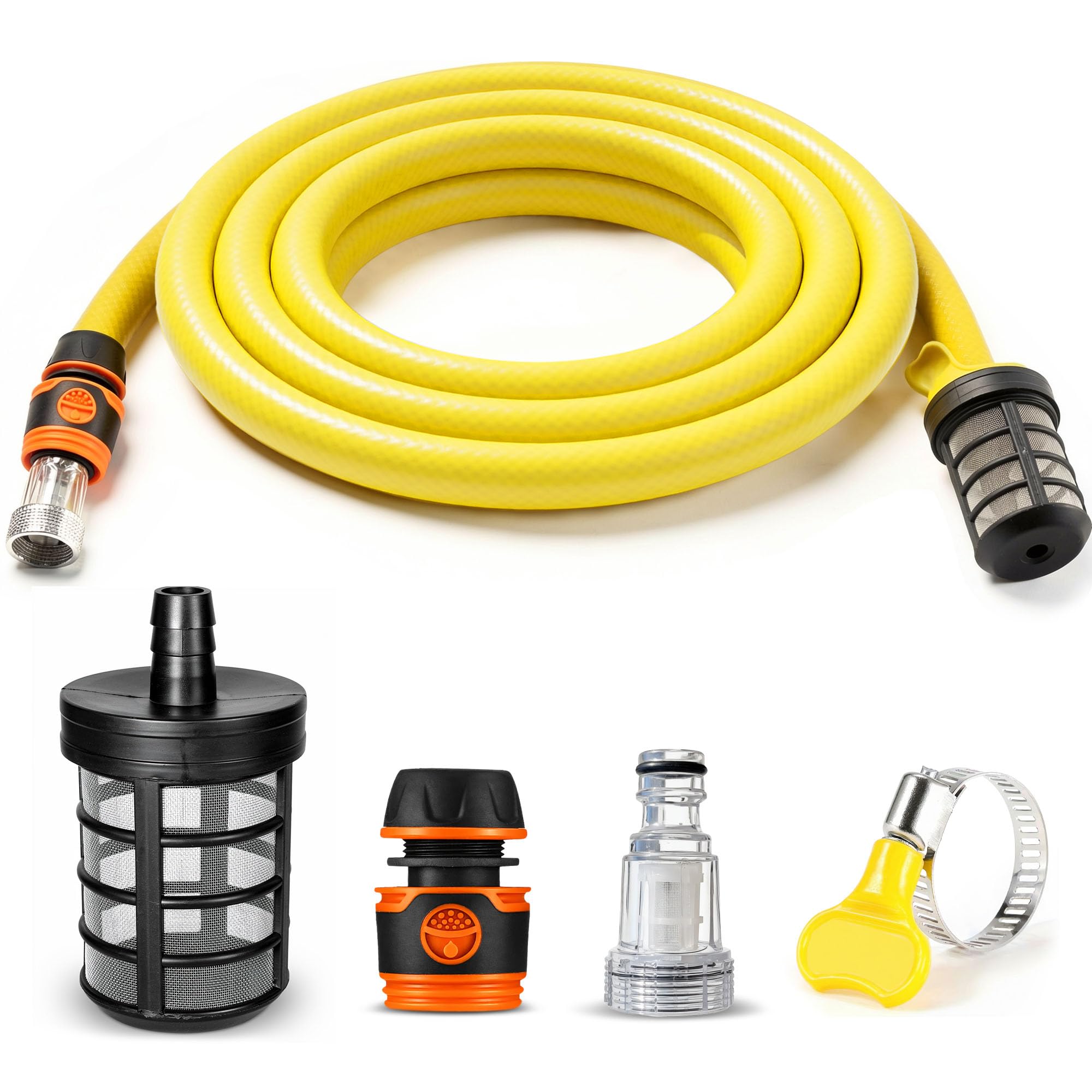 Wash It! Yellow Suction Hose Pipe With Pressure Washer Connector And Filter Compatible With Karcher K2 K3 K4 K5 K6 K7 Karcher Series And Bosch Aqt Series - Pressure Washer Accessories - Choose Pipe Length (1.5M)