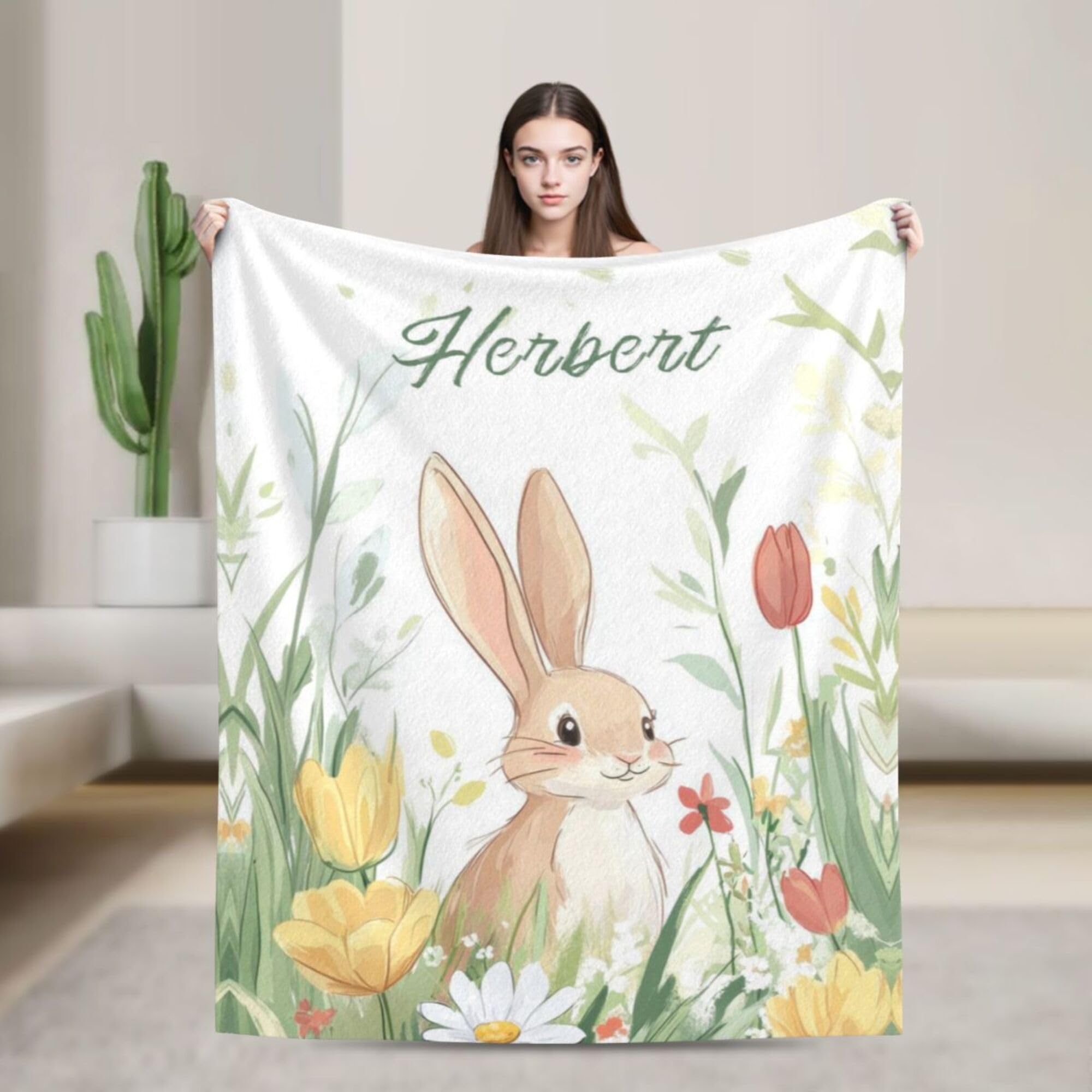 Gudina Personalised Baby Blankets,Kids Name Blanket for/Unique Lovely Design &Personalised Fleece Blanket,Great Gift for Birthday, Christmas, Thanksgiving. โ image 1