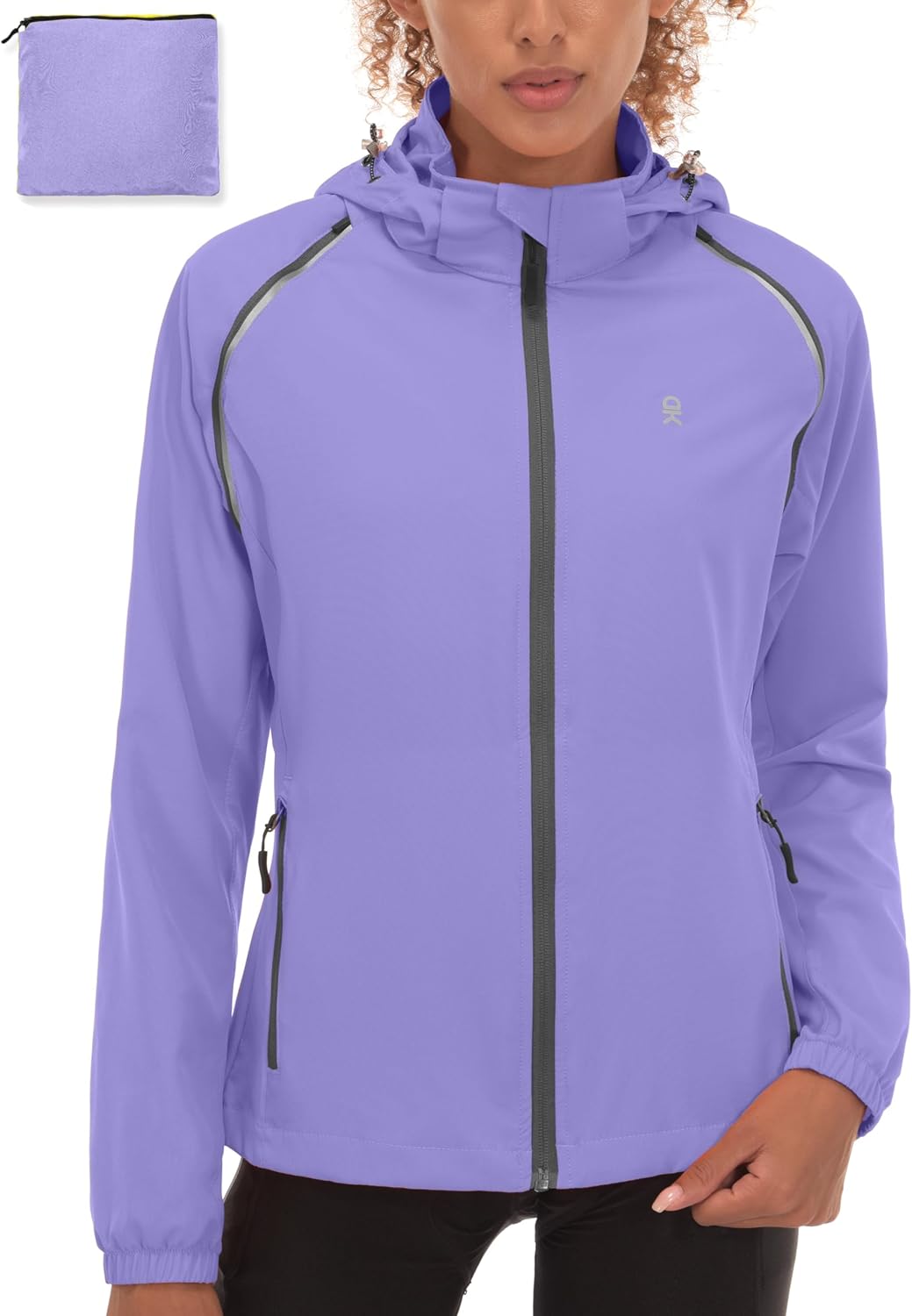 Little Donkey Andy Women's Lightweight Waterproof Cycling Jacket with Removable Sleeves & Hood for Biking Running Golf