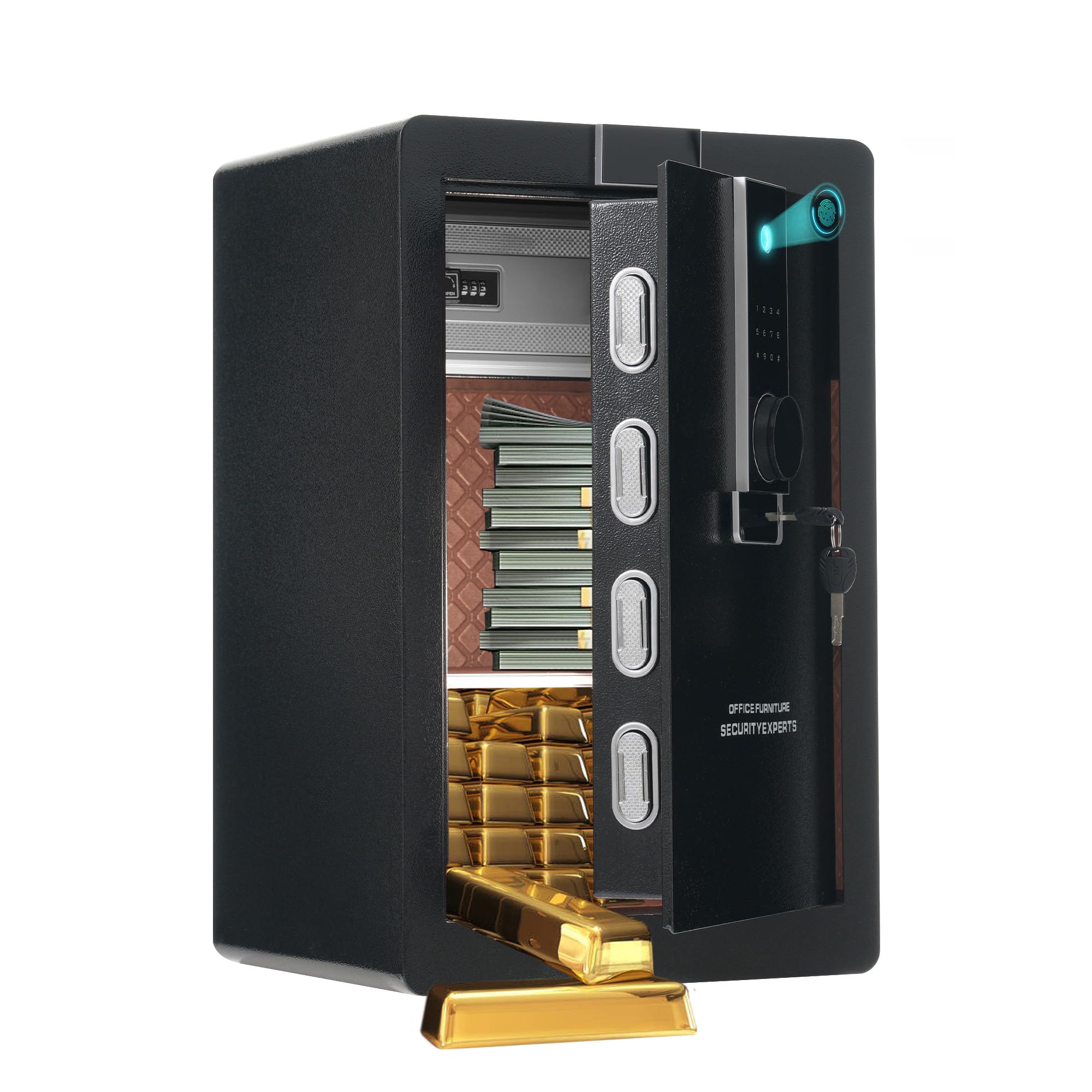 Safe (OSJ) Safe, 12.9 gal (56.9 L), Fingerprint Authentication, Security Safe, Electronic Safe, Large Safe, Valuables Box, Home Use, Emergency Battery Box Included, Burglar Prevention, Inn,