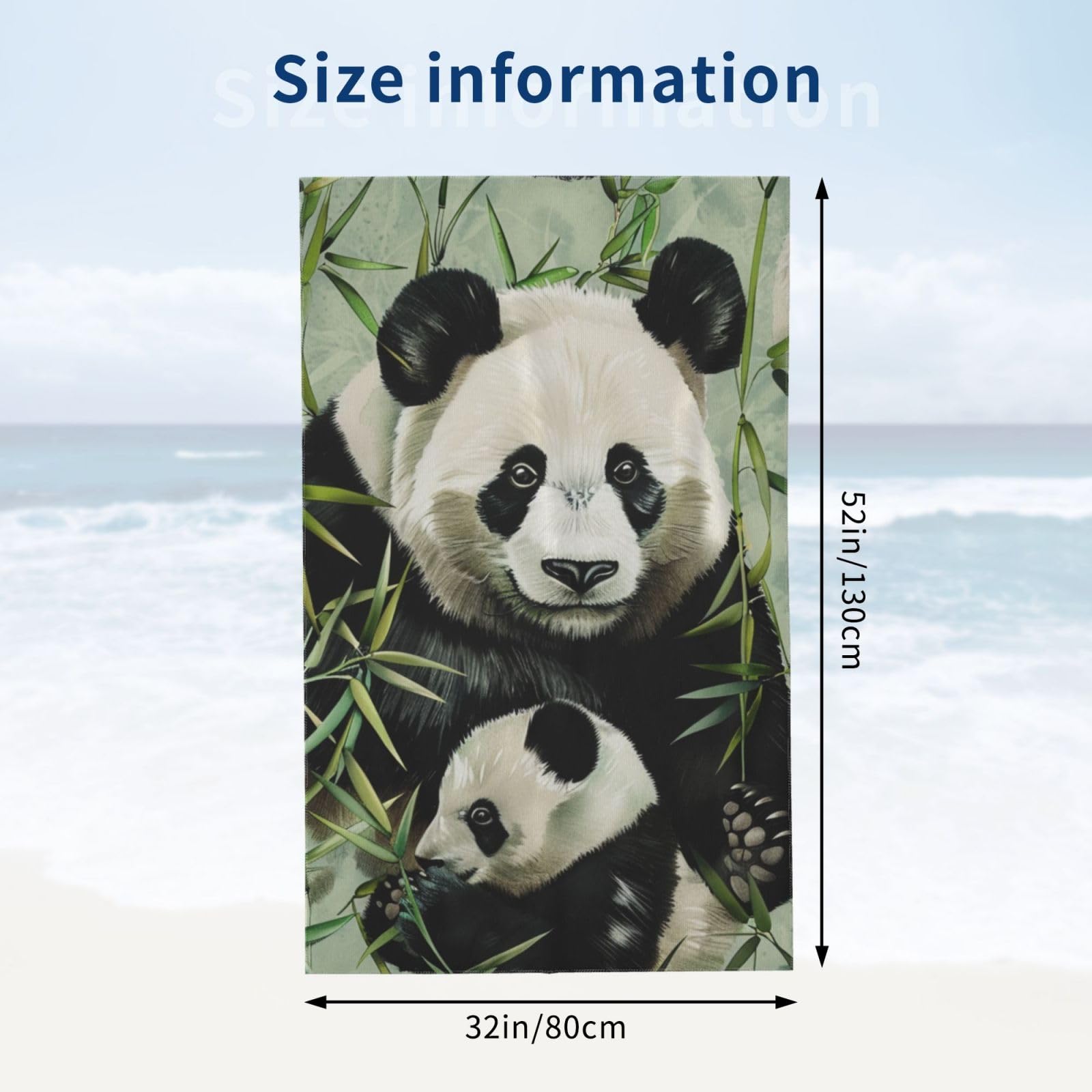 DCEHGEW Cute Panda Printed Microfiber Bath Towels 32x52 Inch, Highly Absorbant Beach Towel Bath Sheets for Bathroom Travel Hotel Spa