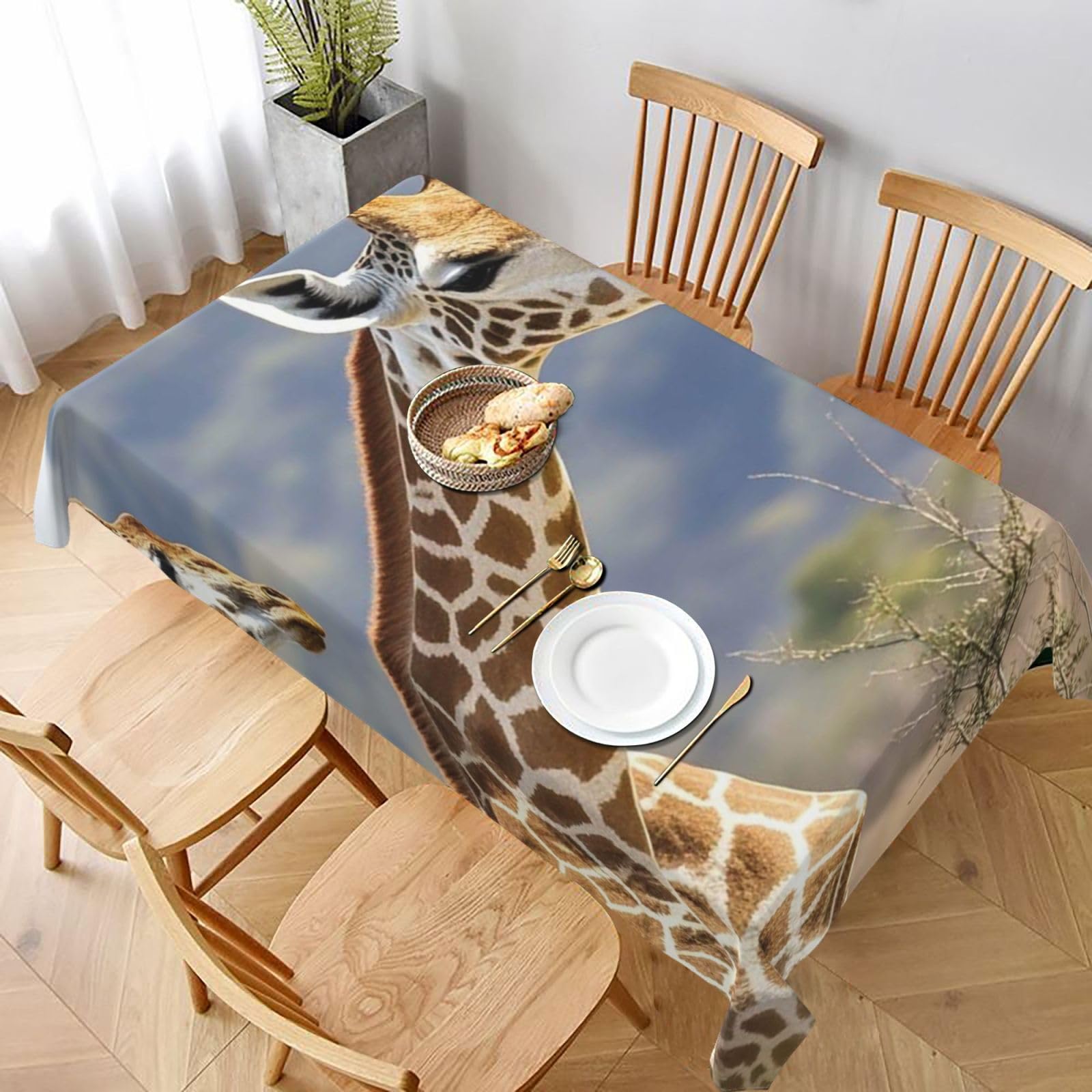 MXDLKSWPOH Table Cloths for Rectangle Tables 152x228 cm Waterproof Farmhouse Table Cloth Giraffe Tablecloths Washable Wrinkle Free Table Cover for Dining Table Weddings Events Party Buffet