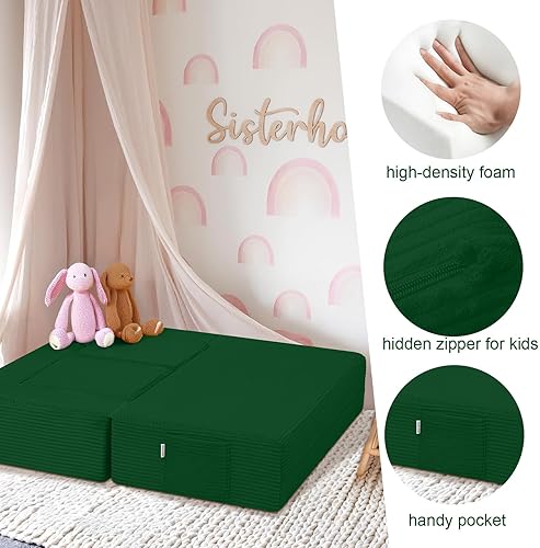 Miniatura 25 de MeMoreCool Sofá modular para niños, sofá convertible suave para niños, silla de espuma de felpa plegable gris para diversión en la sala de juegos de