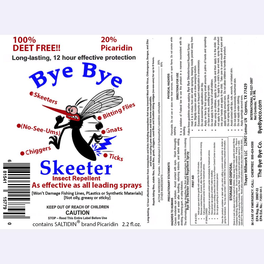 Bye Bye Skeeter Insect Repellent Spray, DEET Free (2.2oz 3-Pack)