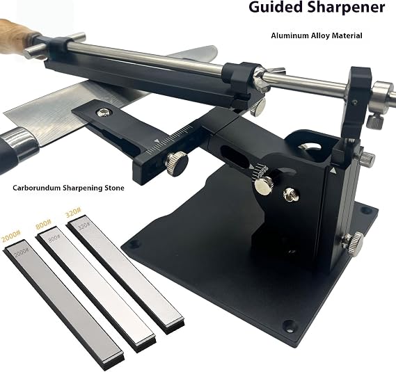 Guided Knife Sharpening System Heavy-Duty Aluminum Professional Knife Sharpener Tool with Adjustable Angle for Kitchen Cutter, Fruit Cutter