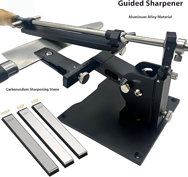 Guided Knife Sharpening System Heavy-Duty Aluminum Professional Knife Sharpener Tool with Adjustable Angle for Kitchen Cutter, Fruit Cutter
