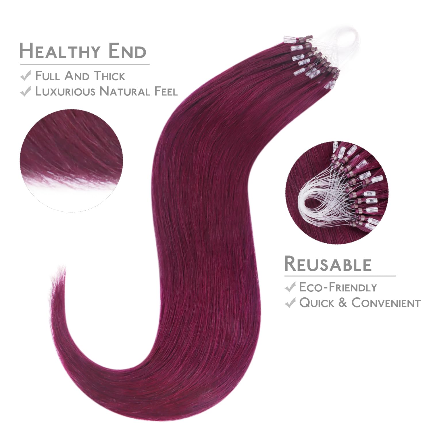 WENNALIFE Micro Rings Hair Extensions Real Human Hair - Image 3