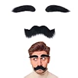 Yan Dream Unisex Self Adhesive Fake Mustache and Eyebrows Adult Man Funny Costume Facial Hair Beard
