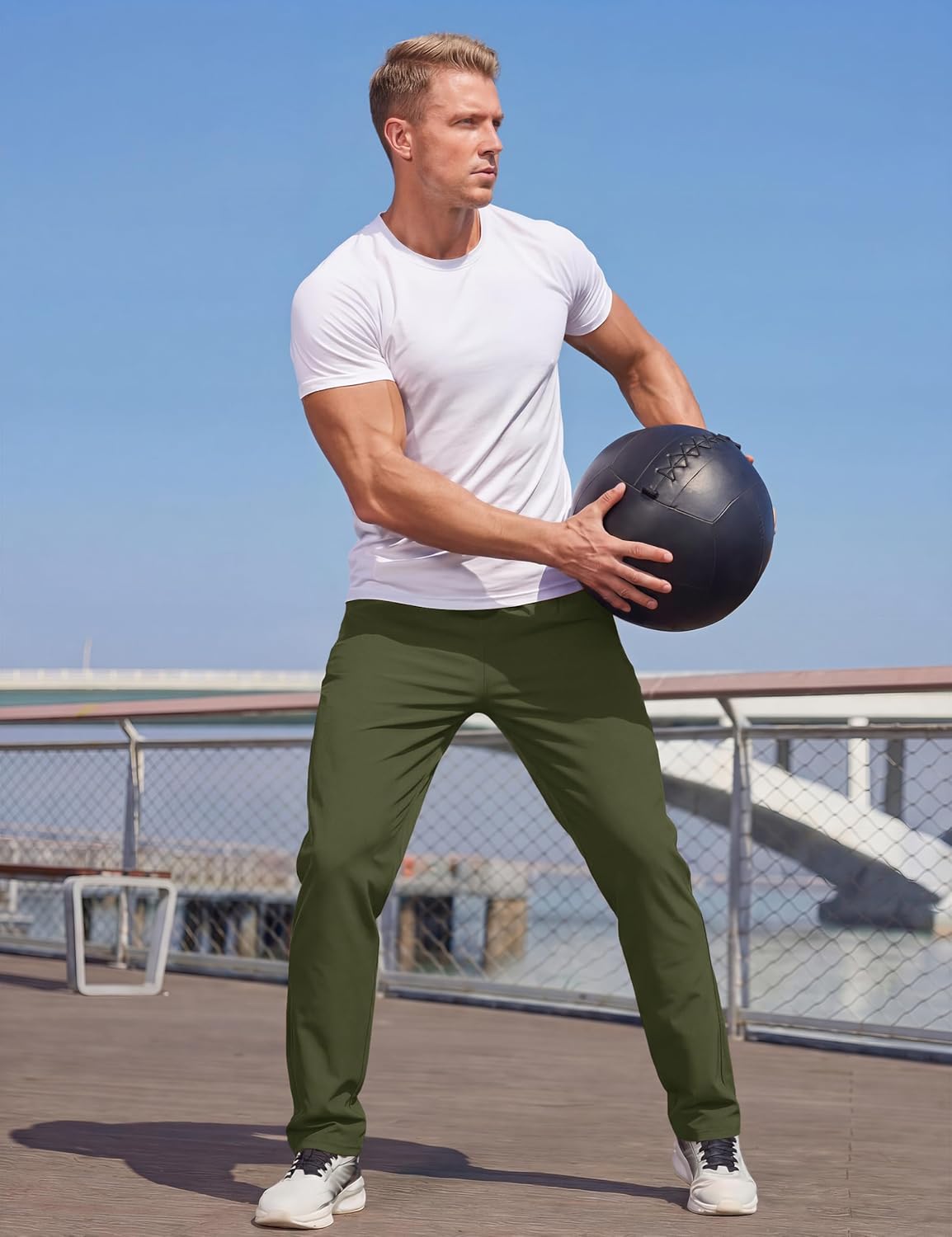 MAGCOMSEN Mens Hiking Pants Lightweight Quick Dry Workout Athletic Jogger with Zipper Pockets Golf Running Gym