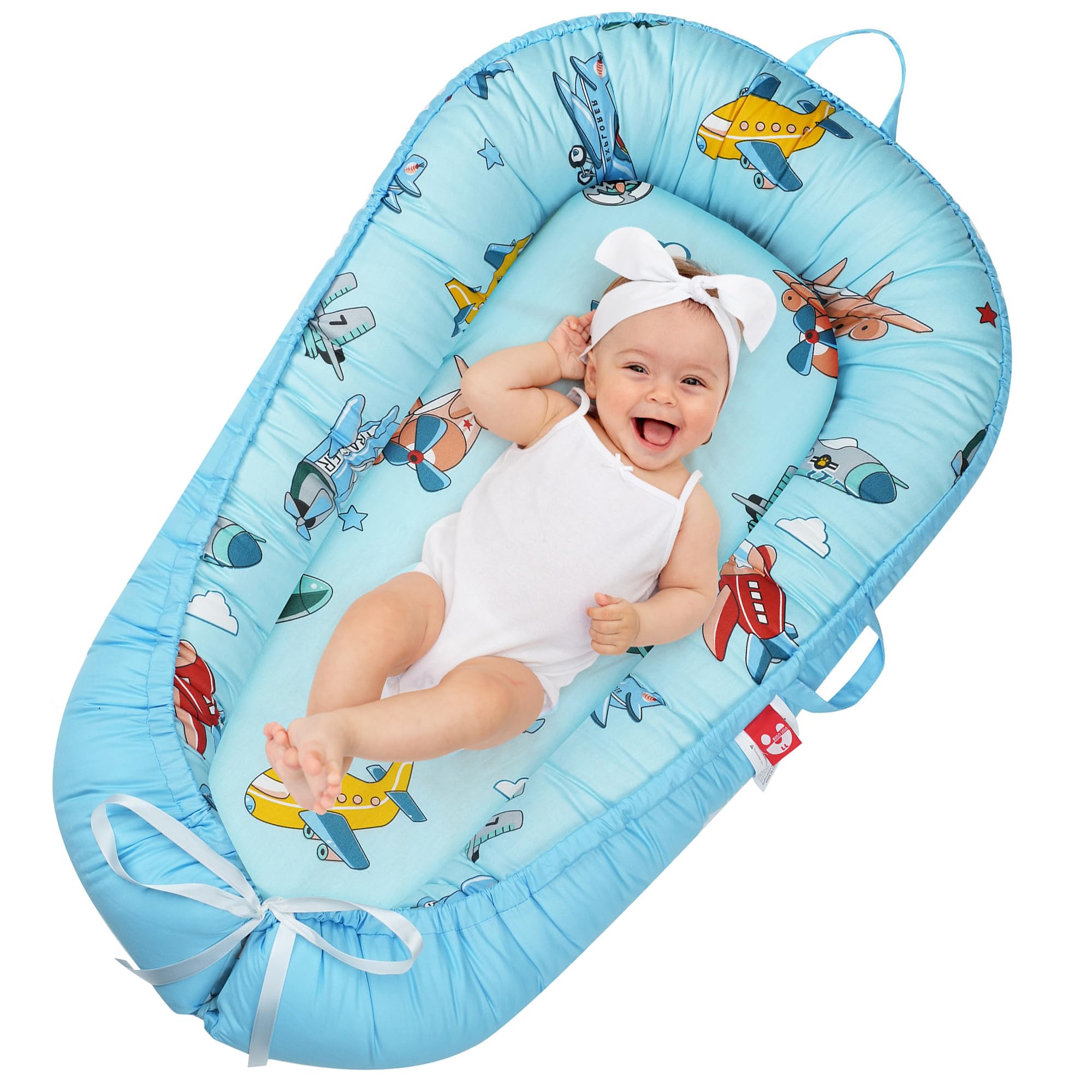 Baby Lounger for Newborn Cover,Removable Slipcover Infant Nest Sleeper-Breathable & Portable Adjustable Cotton Soft Baby Floor Seat -for Travel Snuggle Newborn Essentials