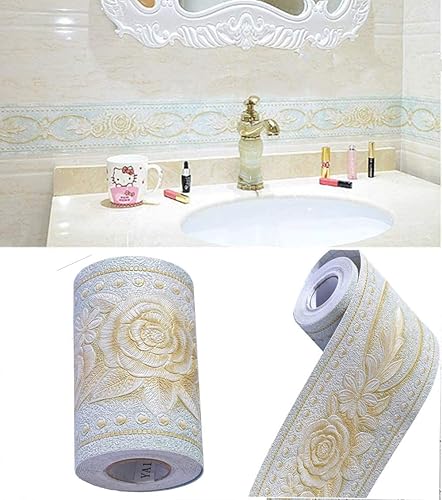 Miniatura 3 de Papel tapiz autoadhesivo extralargo de 4.2 x 196.8 pulgadas, borde de papel tapiz impermeable, patrón 3D, decoración de pared extraíble para cocina,