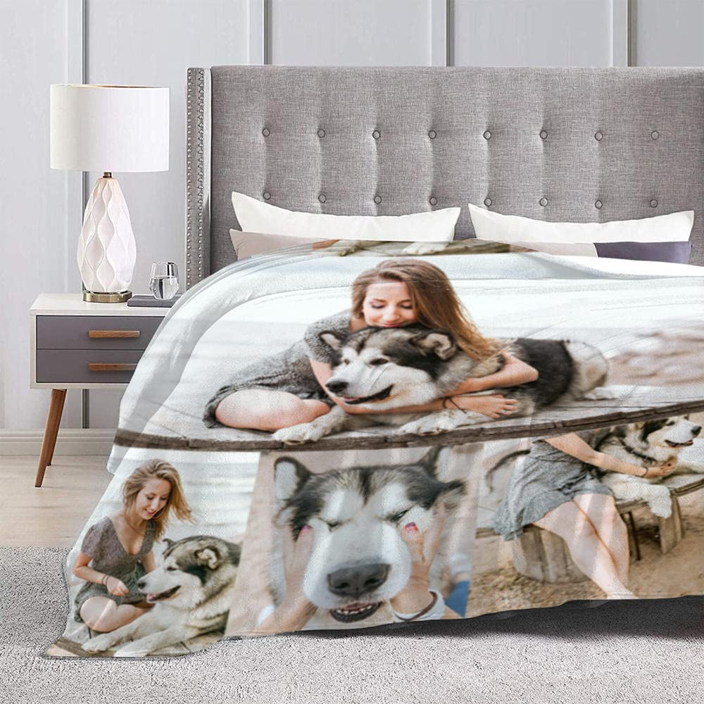 Gudina personalised blanket Custom Blanket with Photos Text.Custom Blanket with 1-9 Photo Collages.Flannel Blankets for Family Birthday Wedding Gift Fits Couch Sofa Bedroom Living Room-180cmX200cm - Image 3