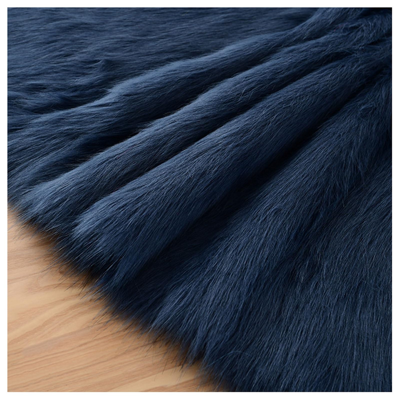 Long Pile Faux Fur Fabric, Fluffy Decorative Fake Fur Material, 5cm Soft Plush Faux Imitation Fur Material For Fancy Dressed, Costume, Cosplay, Gnome Beards, Art Crafts, Fursuit, 50x50cm(Color:Dark bl