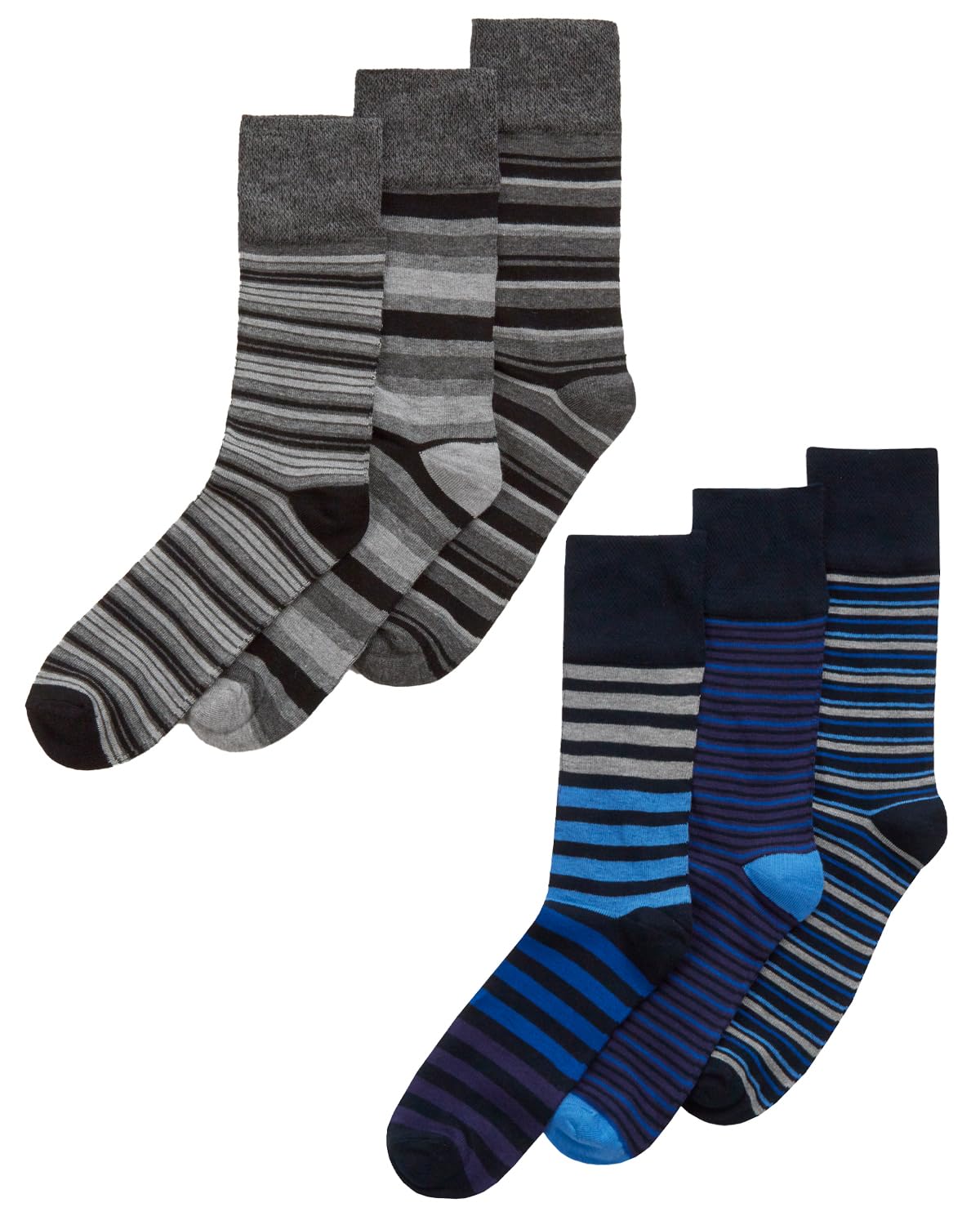 Undercover 12 Pairs Mens Bamboo Comfort Fit Socks 40B630 Stripes