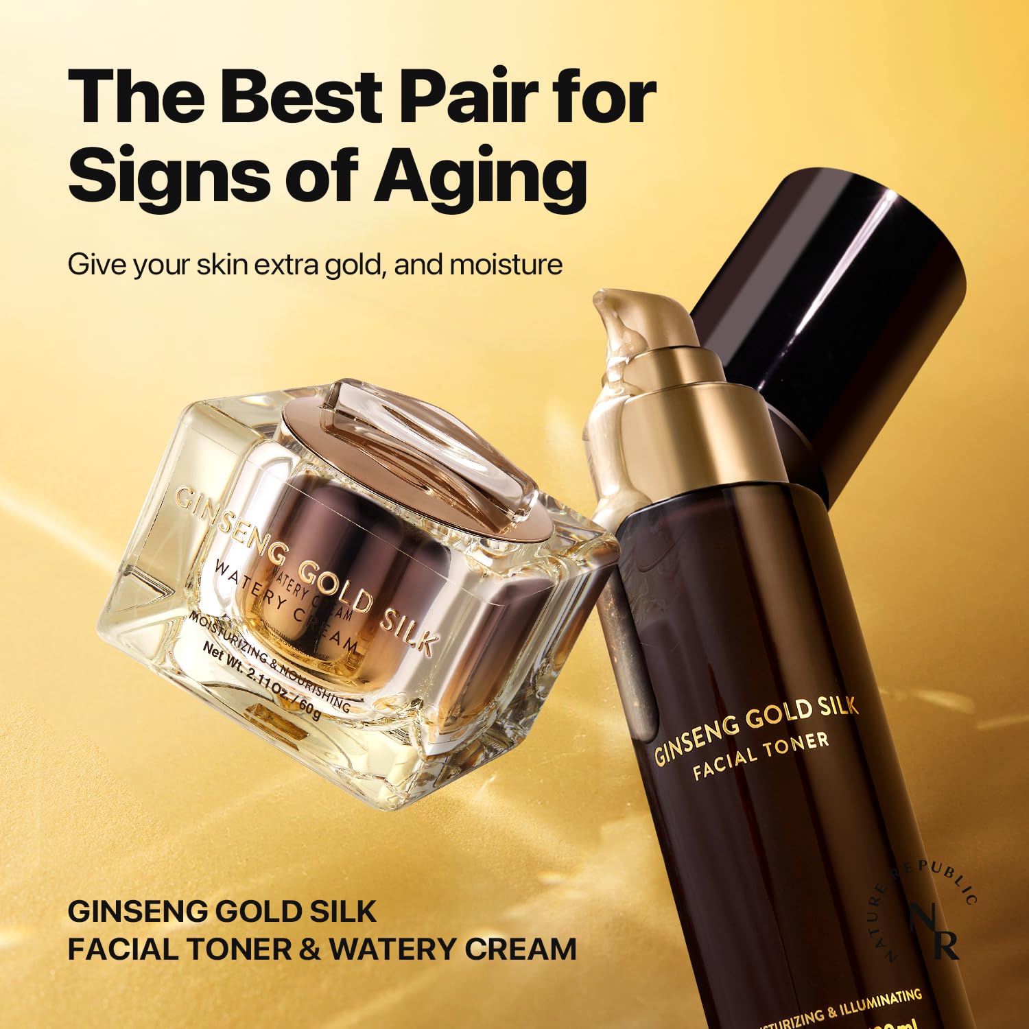 Nature Republic Ginseng Gold Silk Facial Toner, Hydrating Glow Toner, Niacinamide & Silk Amino Acid, Royal Jelly Extract, Korean Skin Care for All Skin Types 130 ml / 4.39 Fl. oz. - Image 6