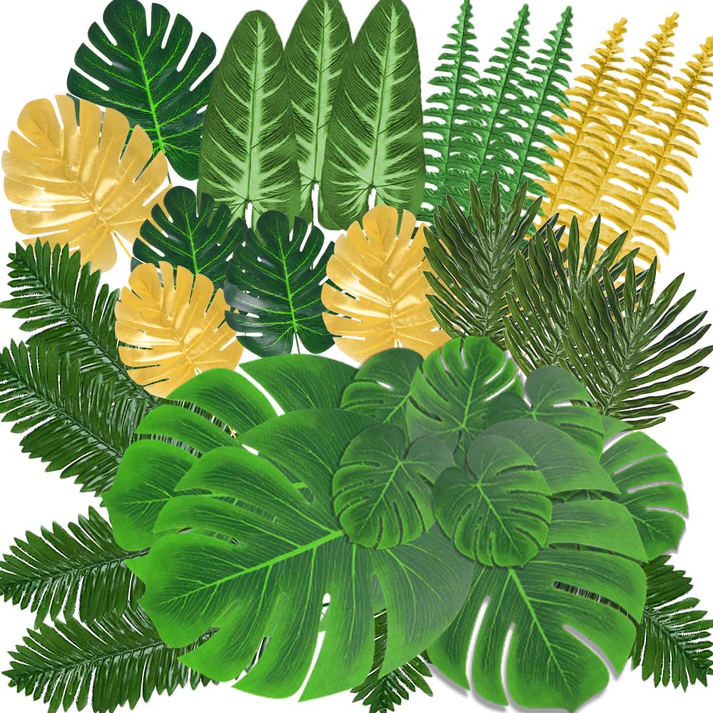 Buy Artificial Palm Leaves Decor, Aweyka 88pcs 10 Kinds Tropical