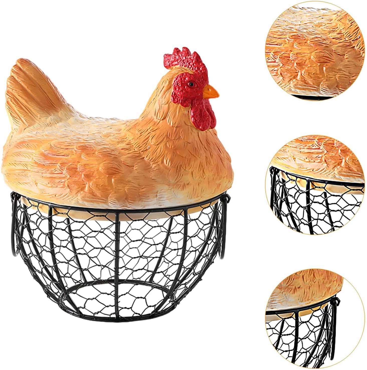 Rustic Egg Basket, Iron Resin, Orange, Rectangular, Modern, Open Top, Lightweight, 20x25cm, Kitchen Storage, Decoration