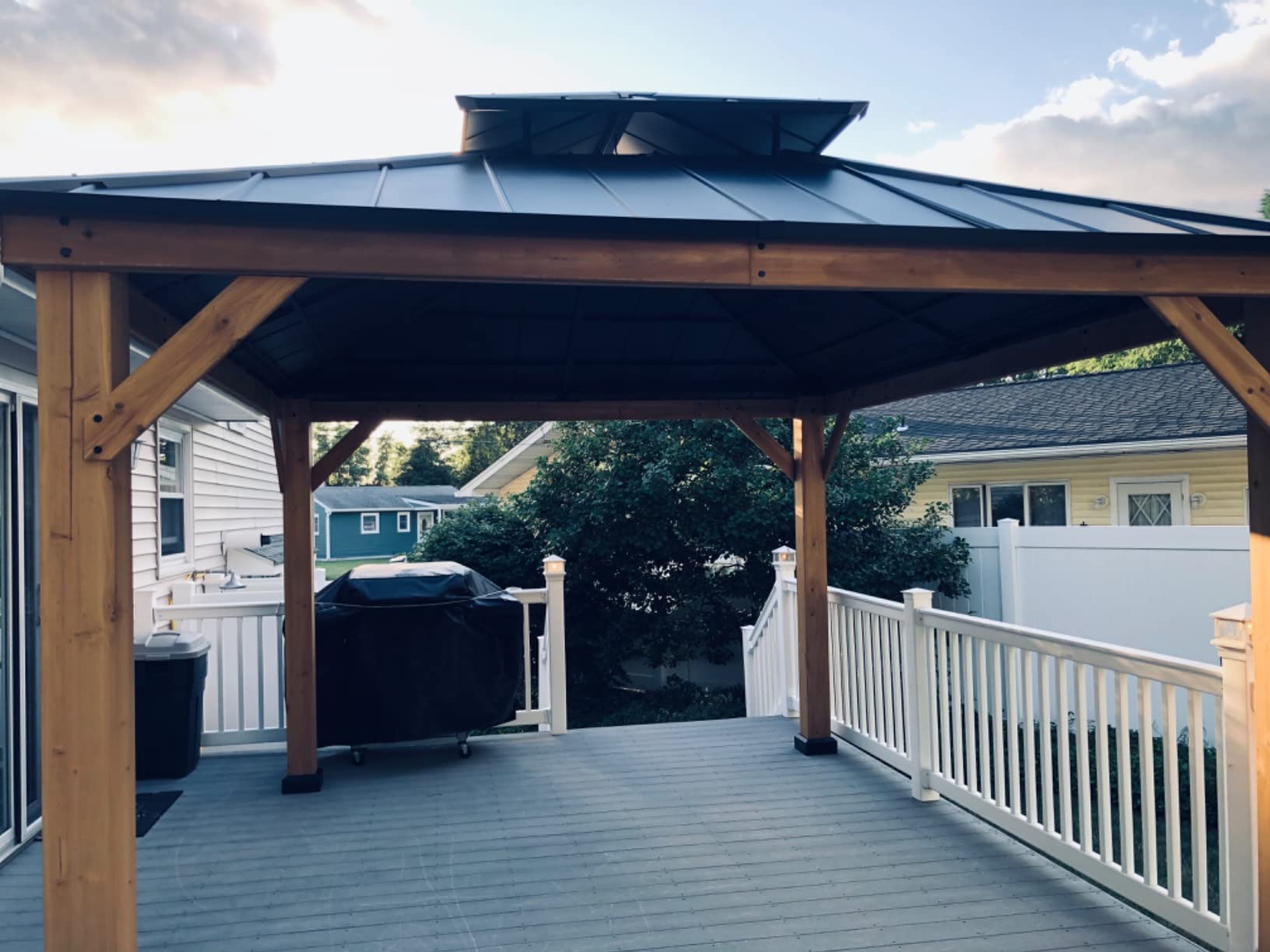 89/mo Finance Sunjoy Bridgeport 11x11 ft. Outdoor Patio Cedar Framed