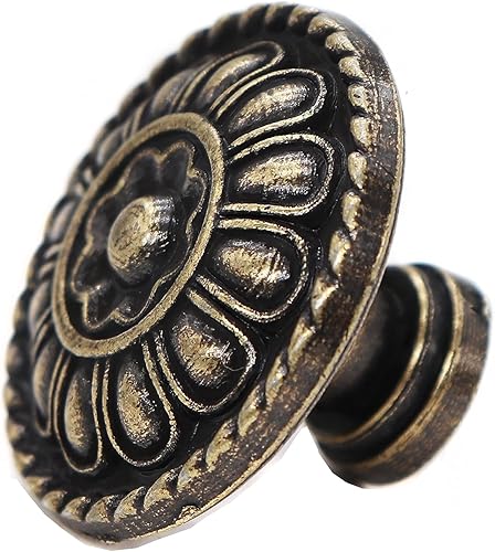 Miniatura 4 de binifiMux Paquete de 8 pomos redondos tradicionales de 1.2 pulgadas de ancho para cajones de gabinete, color negro, latón antiguo, manijas colgantes