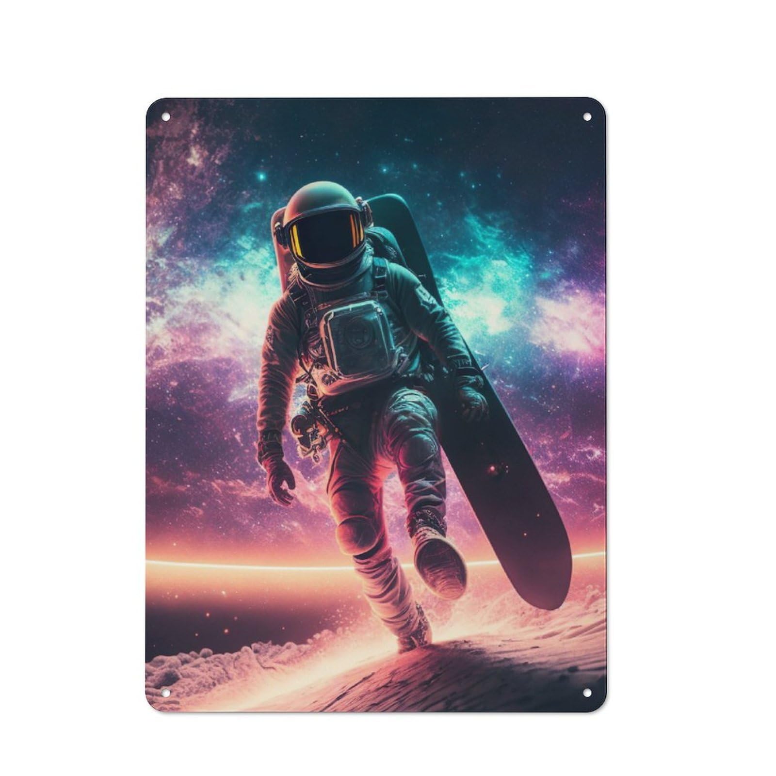 Nostalgic Nebula Surfer Decorative Tin Sign 40x30cm, Vintage Wall Decor for Lounge, Study, Pub Or Wall Gallery