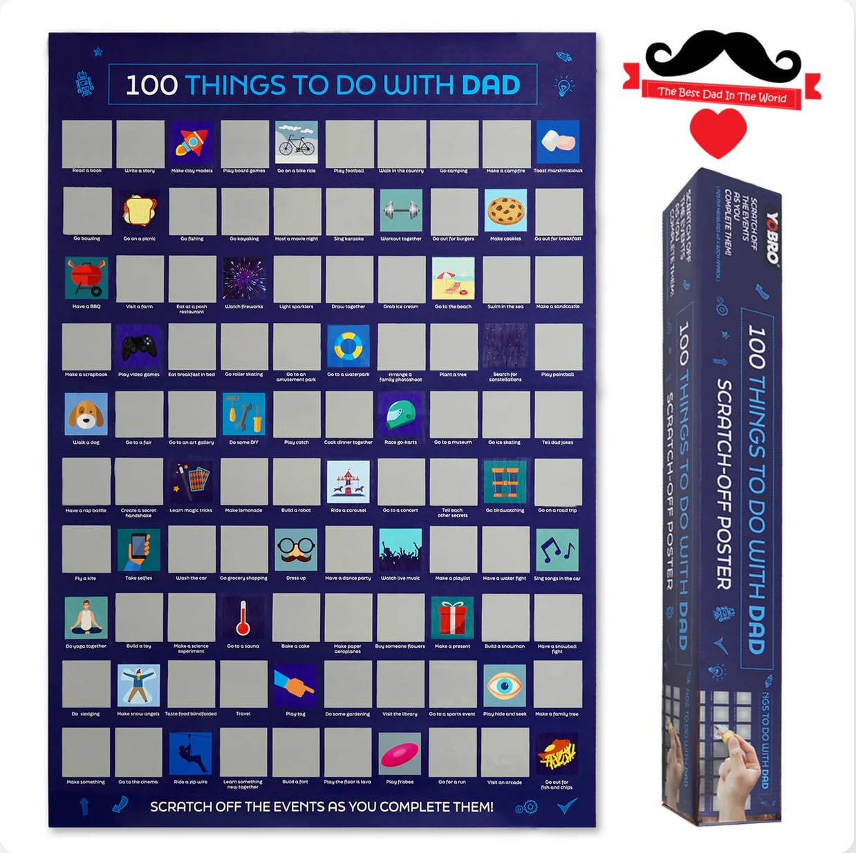 Diabolical DP1359 100 Things To Do With Dad Scratch Off Poster - Birthday, Father's Day &
