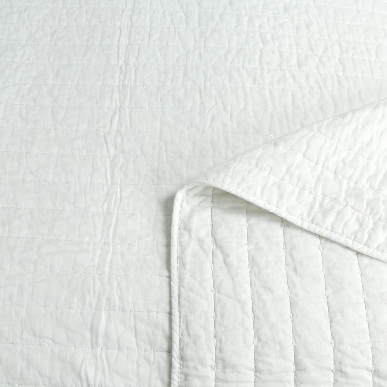 MarCielo 3-Piece 100% Cotton Oversized Bedspread Set Coverlet Set Lightweight Quilt Set Stitching Farmhouse Bedding Set (Queen (100"x106"), White)