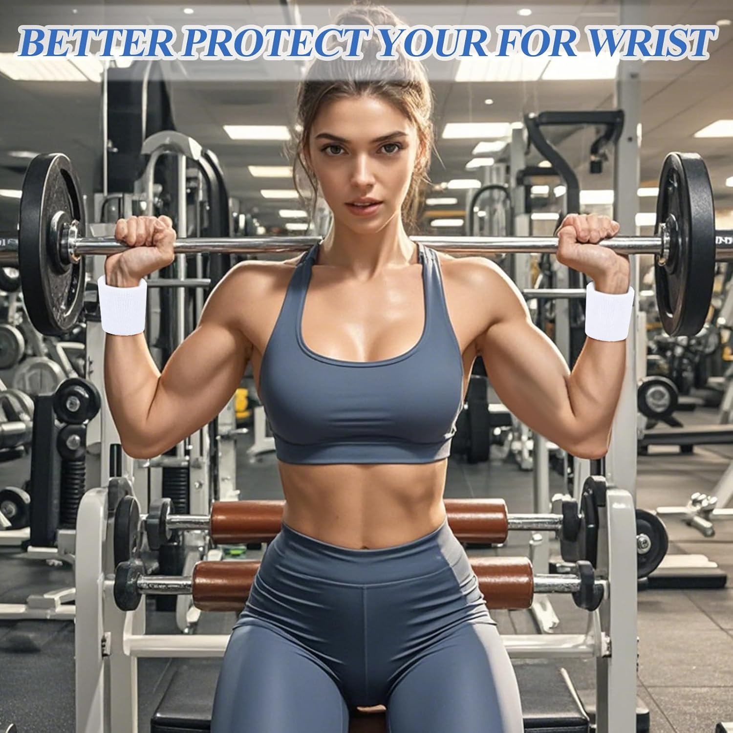 6 Pack Sweatbands Sports Wristband for Men & Women, Breathable Wrist Band Absorbent Sweat Band for Tennis, Basketball, Running, Gym, Working Out - Image 5