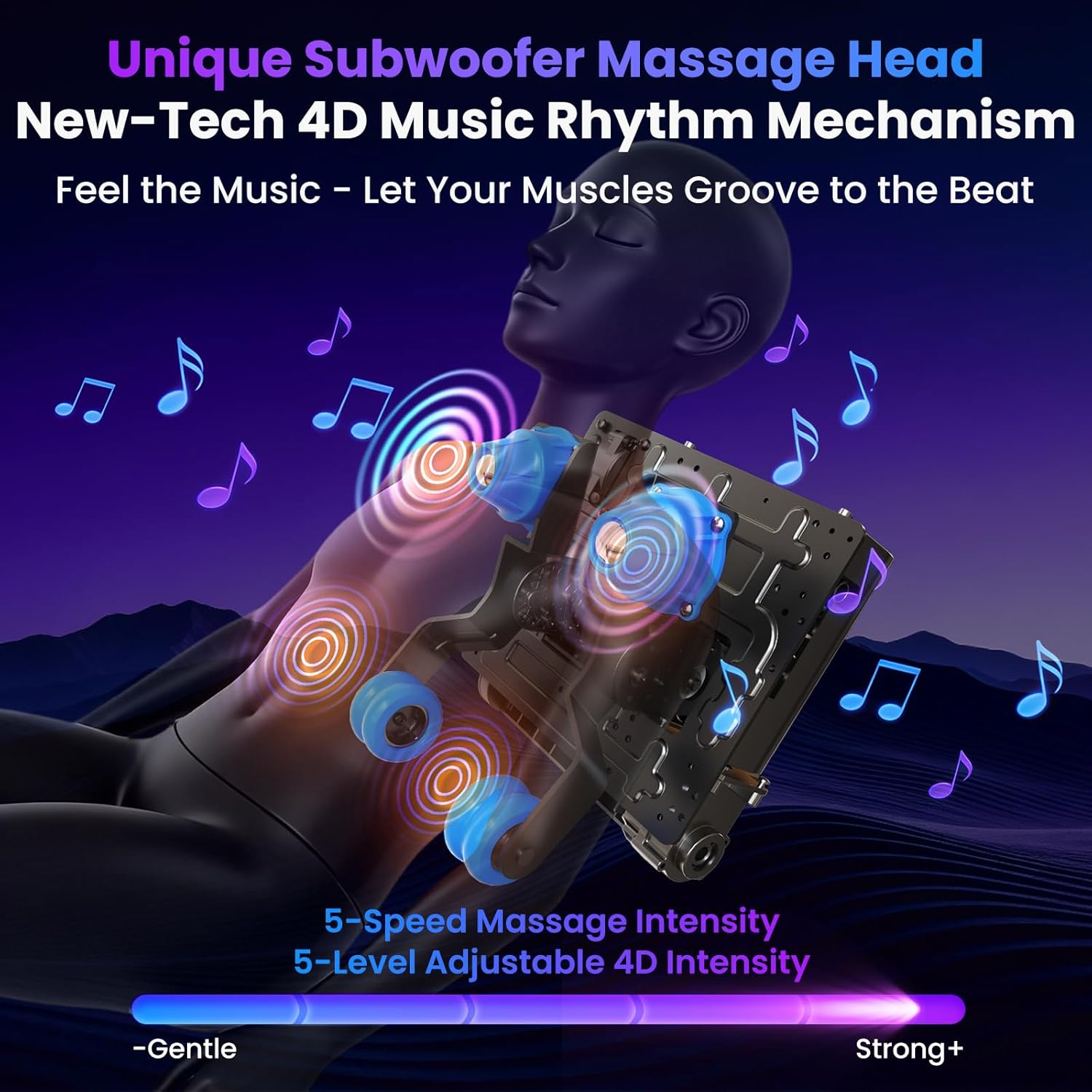 4D Music Rhythm Massage Chair Full Body, 2026 Unique Sonic Resonance Zero Gravity SL-Track Shiatsu Recliner with Knee Heating Blanket AI Voice Bluetooth Foot Roller Body Scan Airbags G9 Black - Image 3